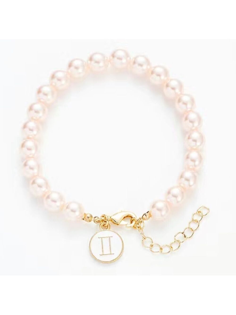 Gemini 14k gold horoscope beaded adjustable chain bracelet